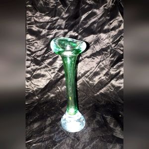 Green glass bud vase